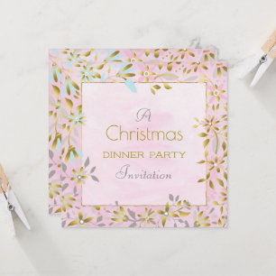 Pastel Flower Christmas Square Invite
