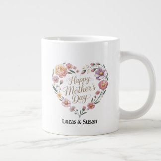Pastel Flower Floral Happy Mother's Gift Day Jumbo Large Coffee Mug