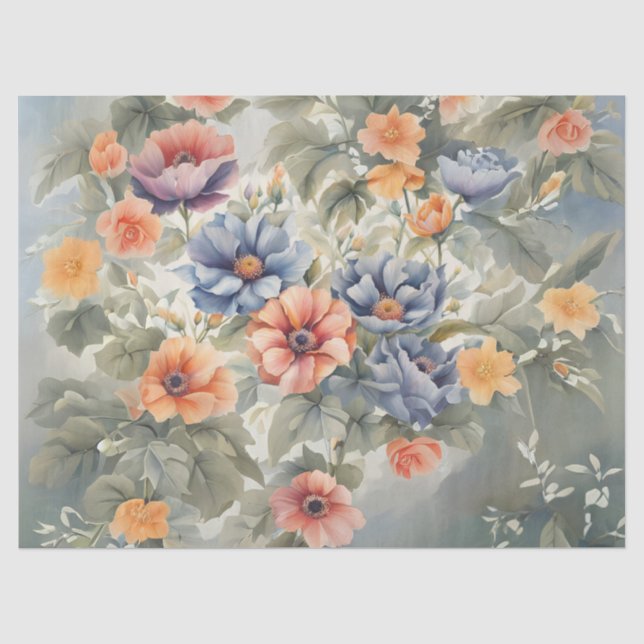  Pastel Flower Garden decoupage Tissue Paper (Front)