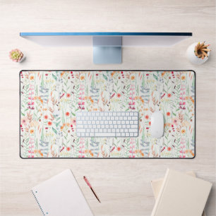 Pastel Flower Garden Pattern Desk Mat