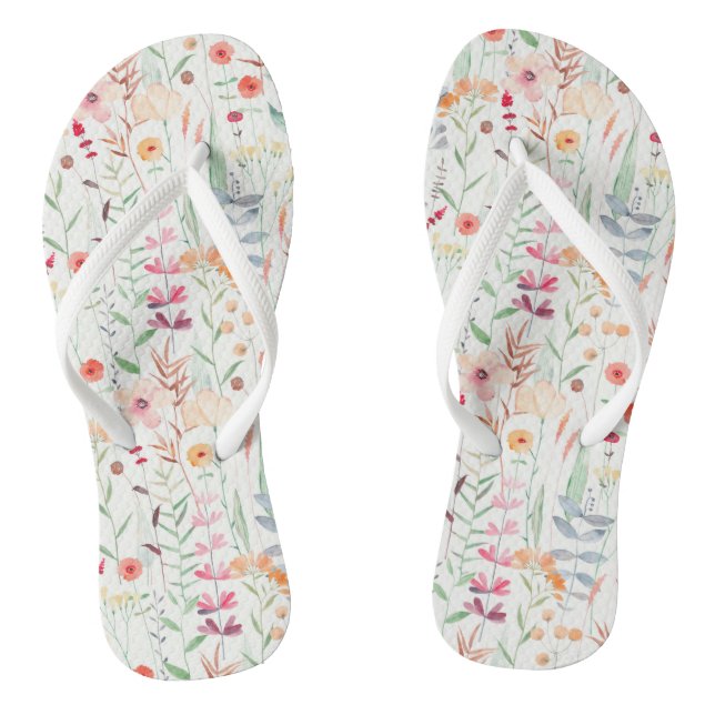 Pastel Flower Garden Pattern Jandals (Footbed)