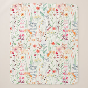 Pastel Flower Garden Pattern Sherpa Blanket