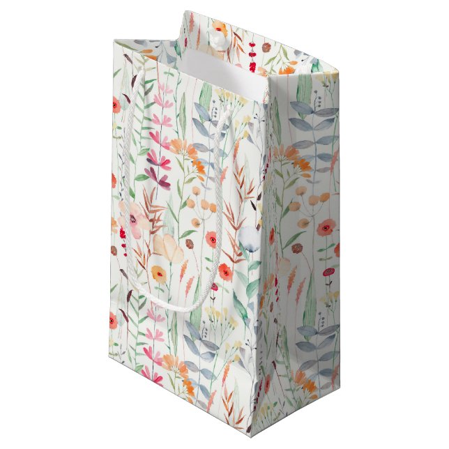 Pastel Flower Garden Pattern Small Gift Bag (Front Angled)