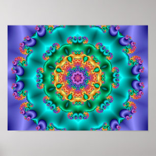 Pastel Flower Kaleidoscope Poster