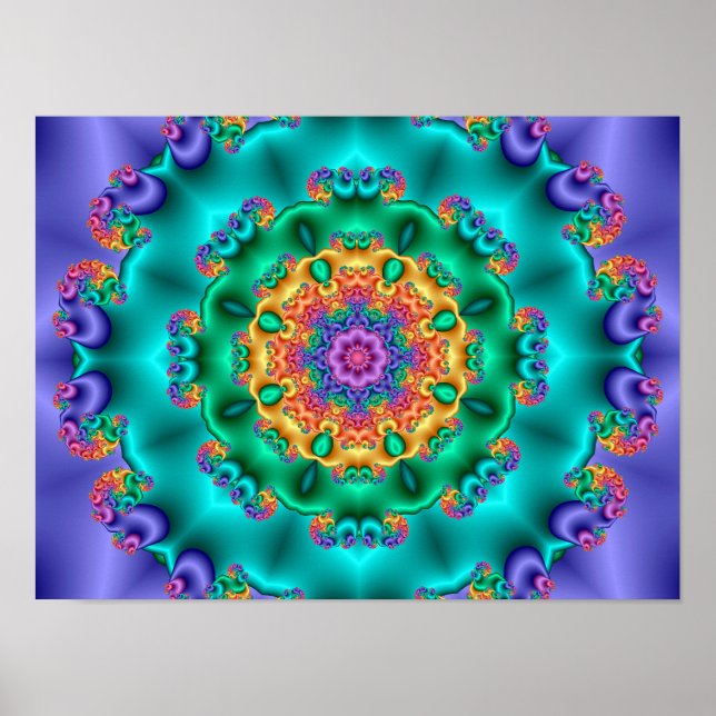 Pastel Flower Kaleidoscope Poster (Front)