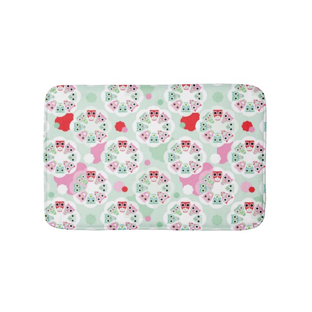 pastel flower owl background pattern bath mat (Front)