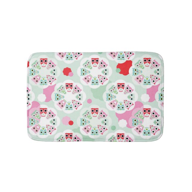 pastel flower owl background pattern bath mat (Front)
