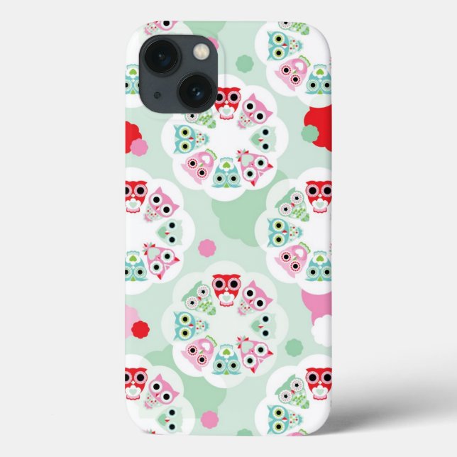 pastel flower owl background pattern Case-Mate iPhone case (Back)