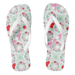 pastel flower owl background pattern jandals