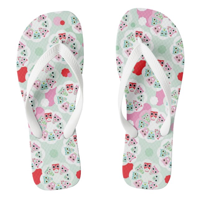 pastel flower owl background pattern jandals (Footbed)