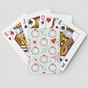 pastel flower owl background pattern playing cards