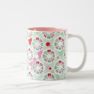 pastel flower owl background pattern Two-Tone coffee mug