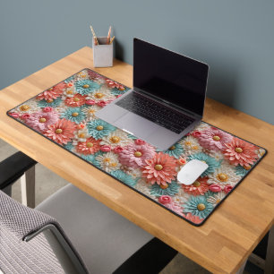 Pastel Flower Pattern Desk Mat