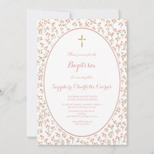 Pastel Flower Watercolor Girl Baptism Invitation