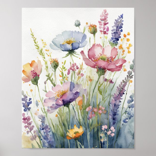 Pastel Flower Watercolor Poster (Front)