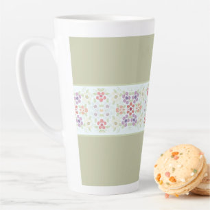 Pastel Flowered Design Latte Mug