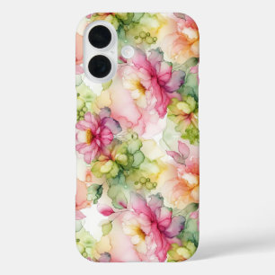 Pastel Flowers Alcohol Ink Illustration iPhone 16 Case