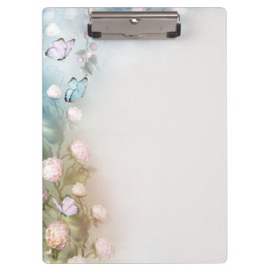 Pastel flowers and butterflies clipboard
