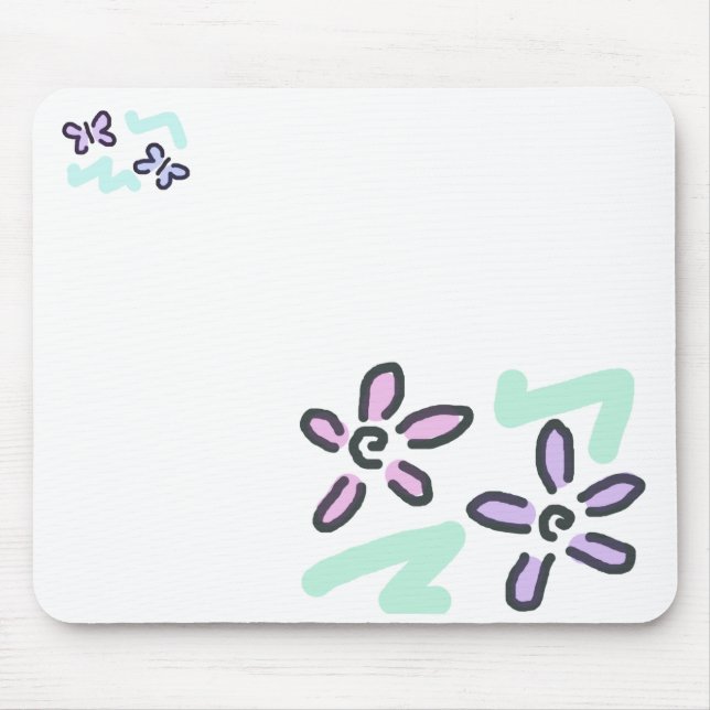Pastel Flowers and Butterflies Mouse Pad (Front)