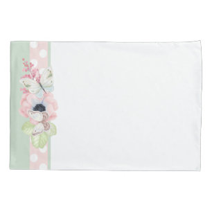 Pastel Flowers and Butterlies Pillow Case