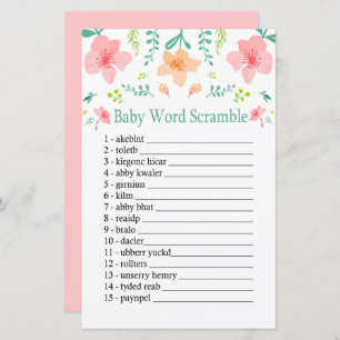 Pastel flowers Baby word scramble game