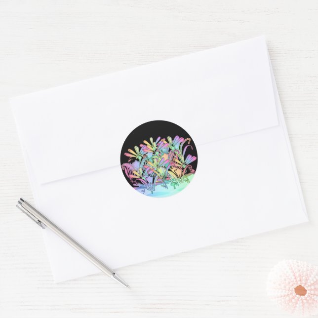 Pastel Flowers Black Envelope Seal (Envelope)