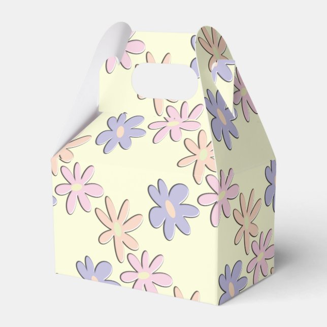 Pastel Flowers Cream Favour Box (Front Side)