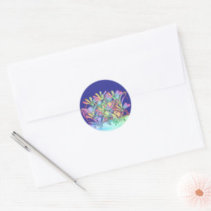 Pastel Flowers Deep Blue Envelope Seal
