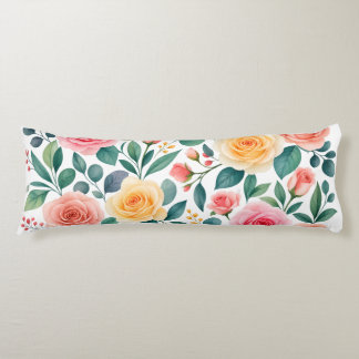 Pastel Flowers Floral Design Soft Vintage Botanic Body Cushion