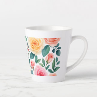 Pastel Flowers Floral Design Soft Vintage Botanic Latte Mug