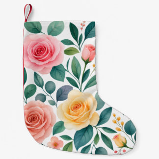 Pastel Flowers Floral Design Soft Vintage Botanic Small Christmas Stocking