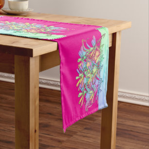 Pastel Flowers Hot Pink Short Table Runner