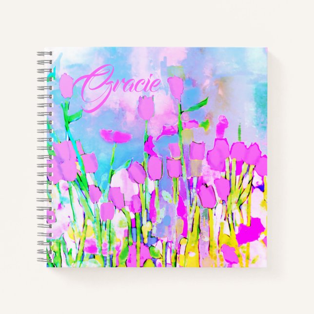 Pastel Flowers in Field Pastel Colours  Notebook (Front)