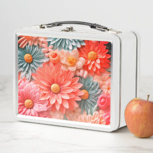 Pastel Flowers Metal Lunch Box