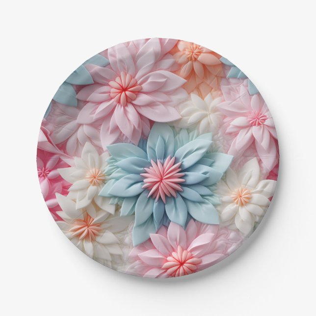 Pastel Flowers Paper Plate (Front)