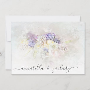 *~* Pastel Flowers PHOTO RSVP QR AR26 WEDDING  Invitation