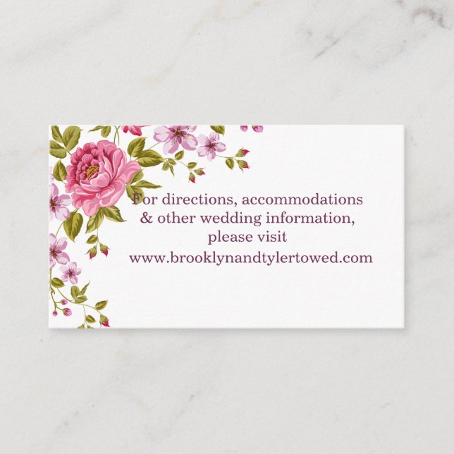 Pastel Flowers Wedding Website Card (Front)