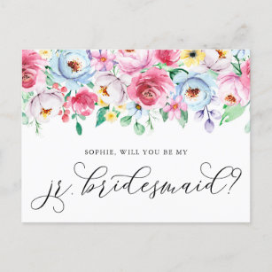 Pastel Flowers Will You Be My Jr Bridesmaid Card
