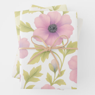 Pastel Flowers Wrapping Paper Set of 3