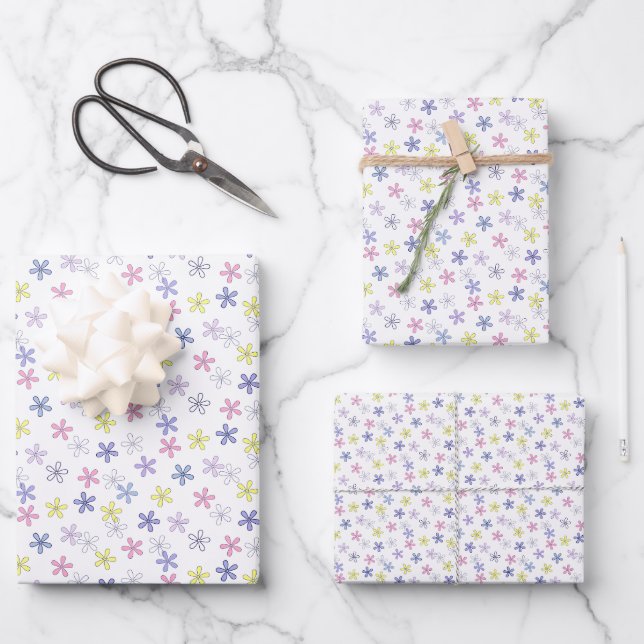 Pastel flowers wrapping paper sheet (Front)