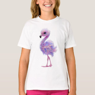 Pastel Fluffy Flamingo Chick Kids T-Shirt