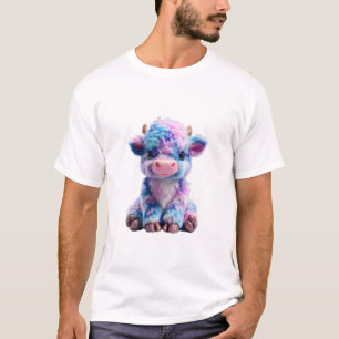 Pastel Fluffy Highland Cow Fantasy Calf Men T-Shirt