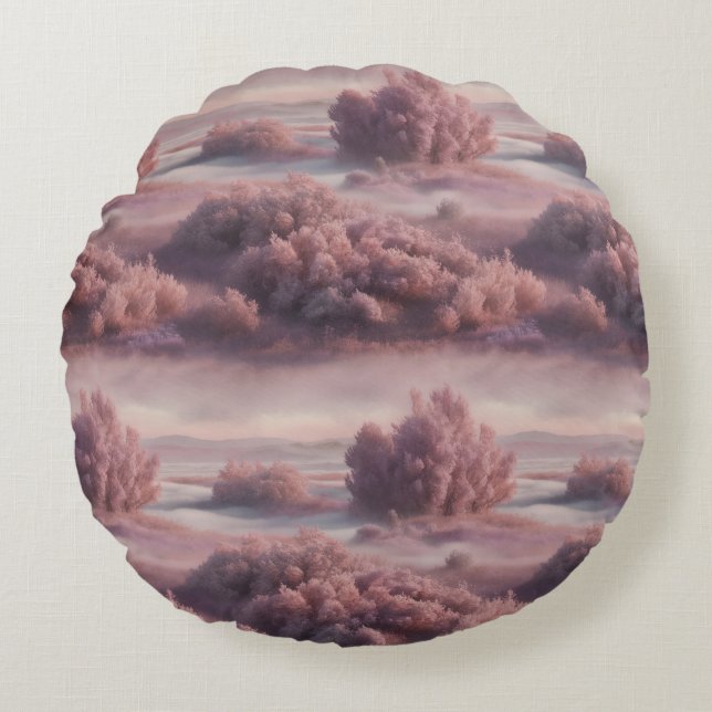 "Pastel Fog Party (Yes, Fog Can Party)" Round Cushion (Front)