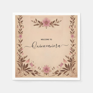 Pastel Font Dusty Glam Rose Gold Quinceanera Napkin