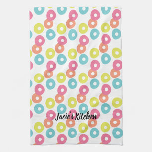 Pastel Foodie Cereal Floatie Loops Modern Tea Towel
