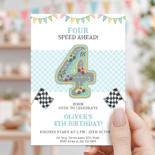 Pastel Four Speed Birthday Race Invitation