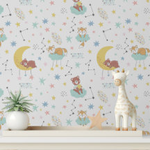 Pastel Fox Bear Nursery Peel and Stick