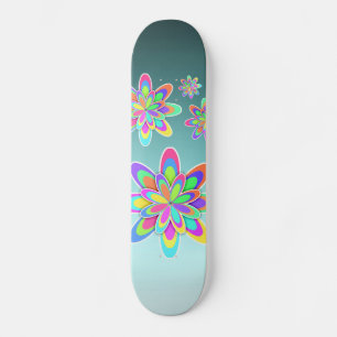 Pastel Fractal Girly Flowers Skateboard