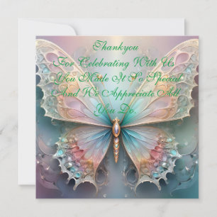 Pastel Fractal Pastel Butterfly, Thank You Card