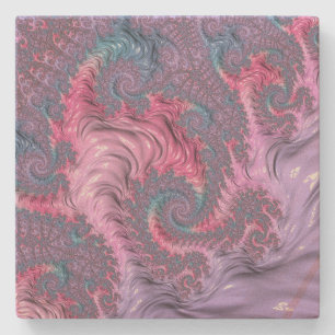 Pastel Fractal Stone Coaster